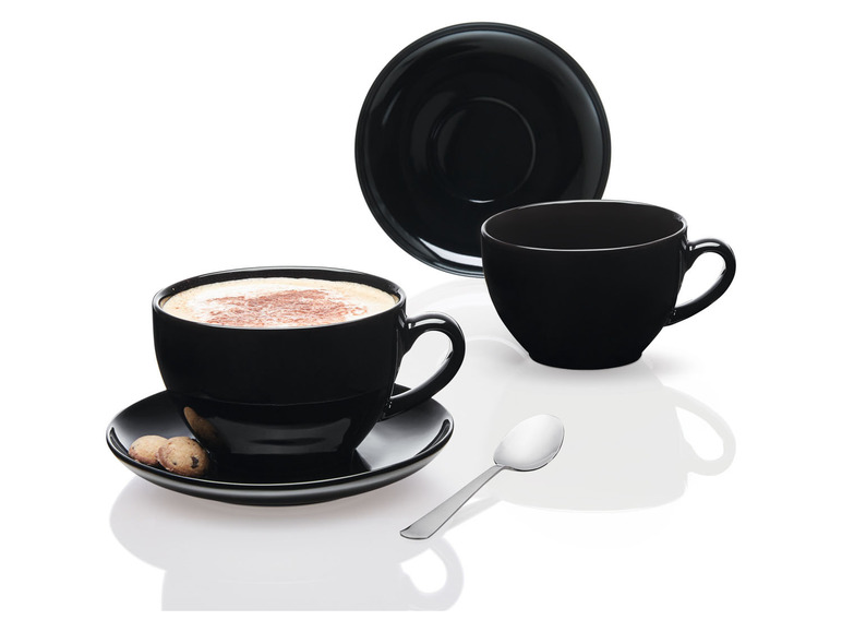 Aller en mode plein écran ERNESTO® Tasses à café en porcelaine avec soucoupes, 2 pièces - Photo 8