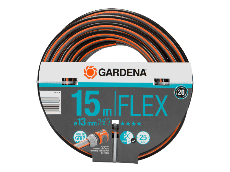 Tuyau d'arrosage Gardena Flex 15m, 13mm, résistant au gel.