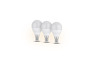 Drie witte LED-lampen op een witte achtergrond.