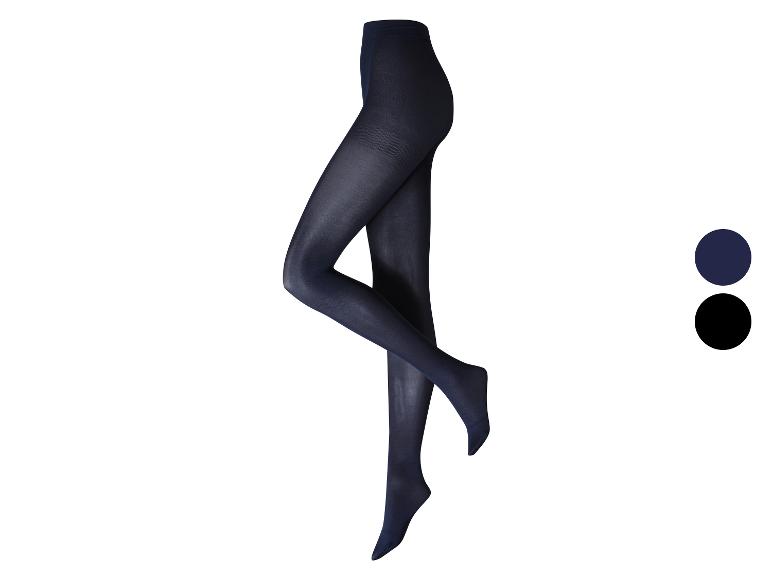 Collants opaques pour femmes en bleu marine, avec options de couleur noire et bleu marine.