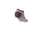 Chaussette courte bordeaux et blanche à motif rayé.
