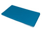 Een donkerblauwe matras met witte randen.