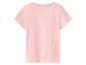 Effen roze T-shirt met korte mouwen, achteraanzicht.
