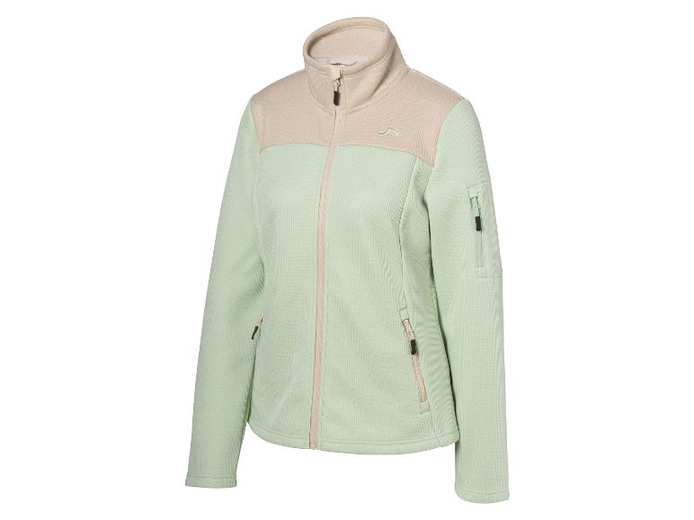 Groen en beige fleecejack met rits en zakken
