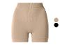 Shorty gainant taille haute pour femme en beige avec détails côtelés.