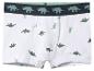 Witte kinderboxershorts met groene dinosaurusprint en donkergroene tailleband