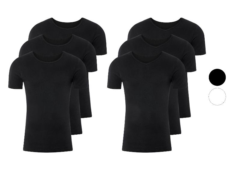 Six t-shirts noirs à manches courtes et col en V.