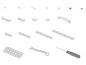 Ensemble de construction avec des plaques métalliques, des vis, des écrous et des outils.