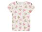 T-shirt blanc à manches courtes avec motif cœurs roses et beiges