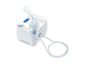 Een witte compressor-nevelspuit met Pepp Pig-thema en een slang.