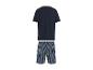 Pyjama homme avec t-shirt bleu foncé et short rayé.