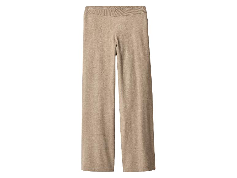 Lichtbruine gebreide broek met wijde pijpen