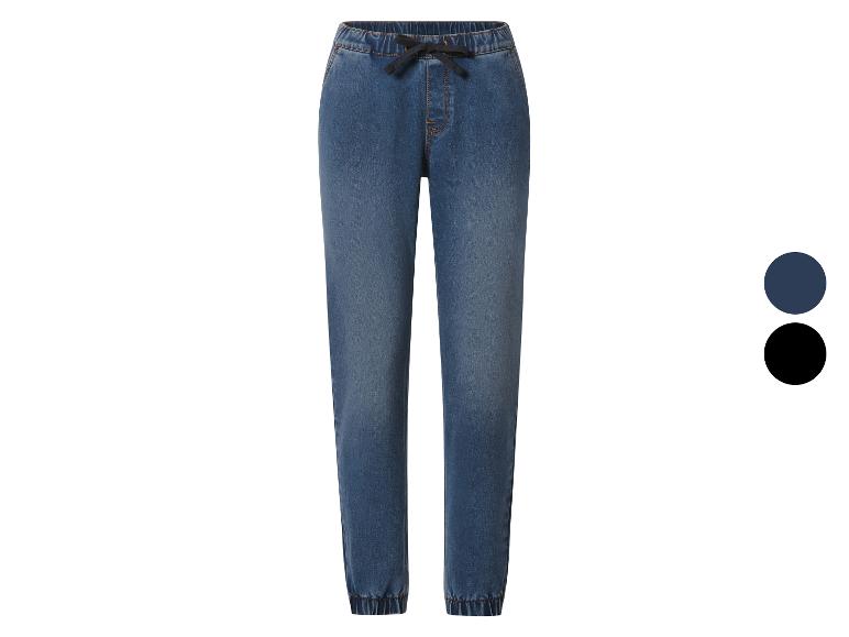 Pantalon jogger en jean bleu avec cordon de serrage à la taille