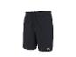 Short de sport noir avec bordure blanche et cordon de serrage à la taille.