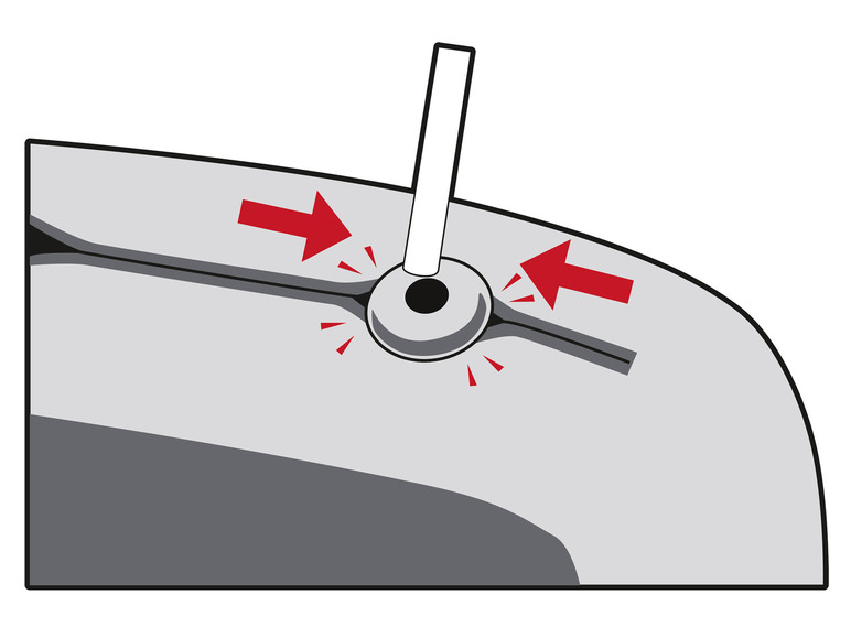 Une illustration avec des flèches rouges montrant comment utiliser un loquet de porte.
