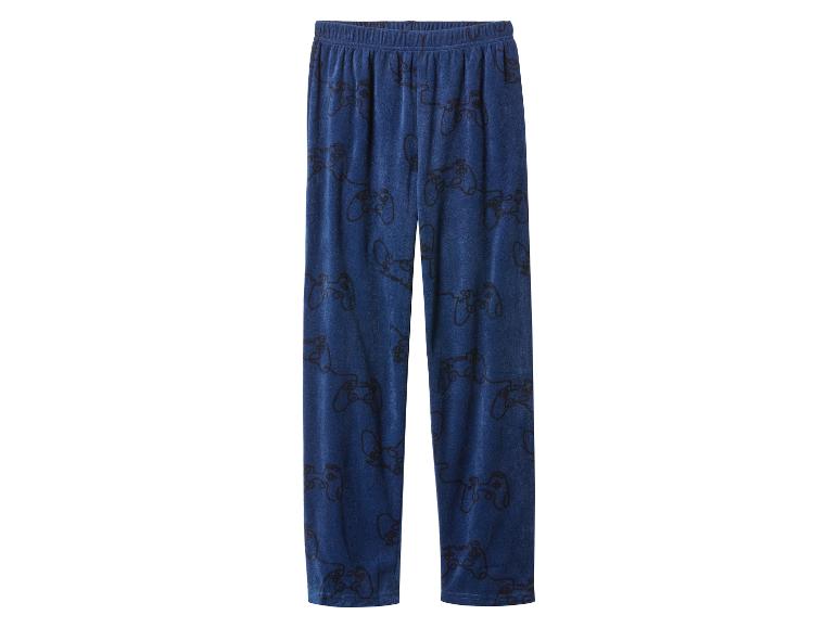 Blauwe pyjamabroek met gamecontrollerpatroon