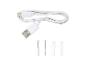 Witte USB-C naar USB-A kabel met schroeven en pluggen.