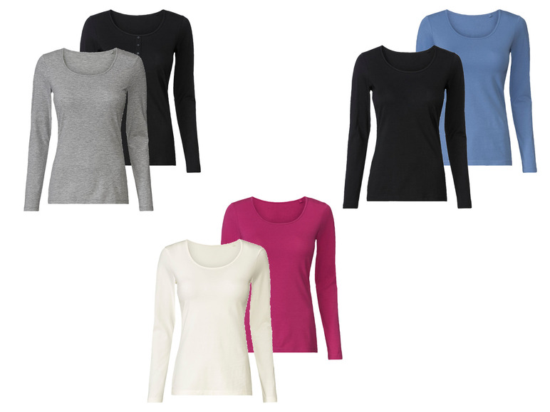 Ga naar volledige schermweergave: esmara® Set van 2 shirts met lange mouwen van een katoenmix - afbeelding 1