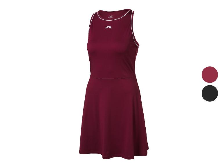 Robe de sport bordeaux avec liseré blanc, également disponible en noir.