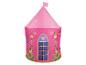 Tente de jeu rose de princesse avec toit conique, drapeau, fenêtre, fleurs et papillons