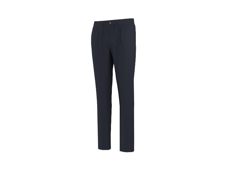 Donkerblauwe joggingbroek met trekkoord in de taille.