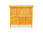 Une armoire de rangement en bois avec un couvercle en bois.