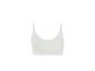 Dames sport crop top in gebroken wit met dunne bandjes.