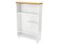 Étagère de rangement étroite blanche à roulettes avec plateau supérieur en bois clair