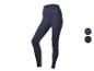 Donkerblauwe sportlegging met hoge taille, met twee kleurstalen ernaast.