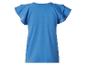 Blauw dames T-shirt met korte mouwen en ruches
