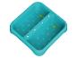 Bac de jeu d'eau en plastique turquoise avec deux compartiments et motifs marins.