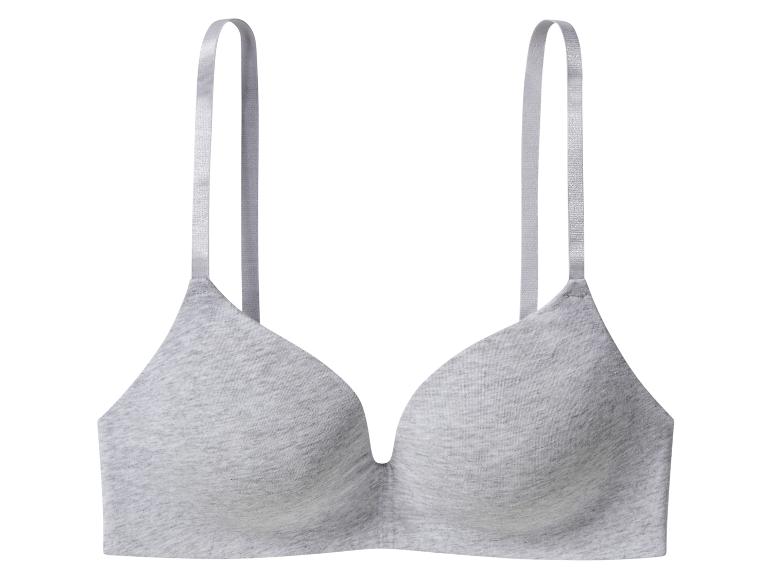 Soutien-gorge en coton gris clair à fines bretelles.