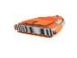 Paddleboard gonflable orange et blanc, montrant la structure interne