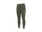 Legging de sport femme vert kaki avec cordon de serrage à la taille et poche latérale zippée.