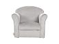 Fauteuil enfant en velours gris avec dossier incurvé et accoudoirs