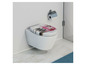 Een toilet met een roze orchidee-print op de bril.