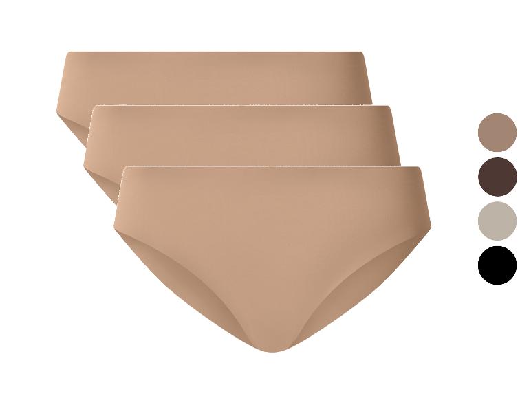 Verpakking van drie beige damesonderbroeken met extra kleurstalen