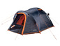 Een blauwe Tambu Haika 3 tent met oranje accenten.