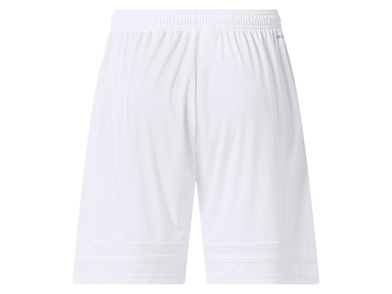 Short de sport blanc avec taille élastique et logo discret.