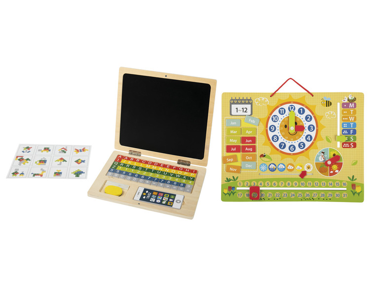 Aller en mode plein écran Playtive Ordinateur portable ou horloge magnétique en bois - Photo 1