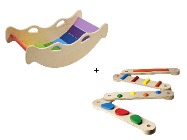LUPILU® Houten evenwichtsbalk + balanceerwip