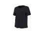 T-shirt noir à manches courtes et col rond pour femme.