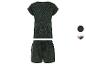 Groene luipaardprint pyjamaset: top en short.