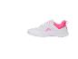 Baskets femme blanches et roses avec tige en mesh et semelle blanche.