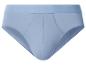 Slip homme bleu clair avec une bande blanche à la taille.