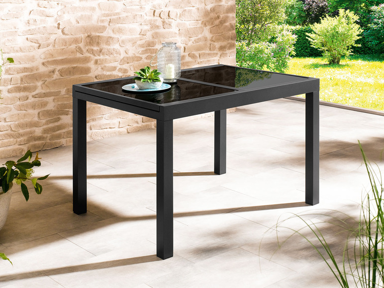 Ga naar volledige schermweergave: Aluminium tuinset zwart/antraciet met uittrekbare tafel en 6 relaxstoelen Houston LIVARNO home - afbeelding 6