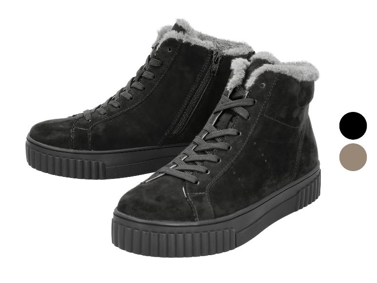 Zwarte suède laarzen met bont, veters en rits, met dikke zool