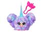 Interactieve Owleez knuffel, paars en blauw, met haaraccessoire.