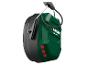 Casque antibruit vert et noir avec des boutons rouges sur le côté.