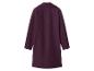 Donkerpaarse jas met raglanmouwen en brede kraag, achteraanzicht.